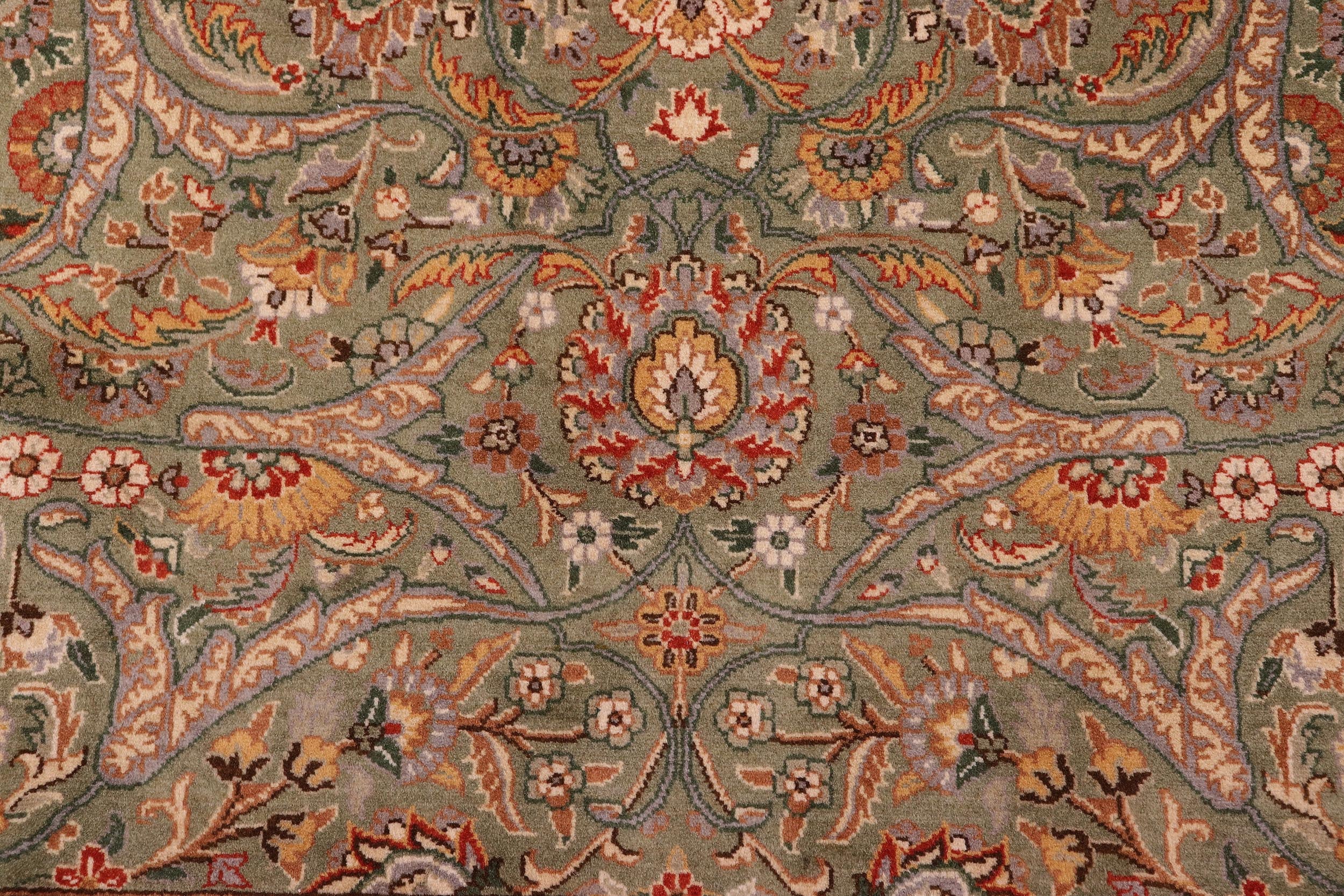 handmade Traditional Regular Lt. Green Ivory Hand Knotted RECTANGLE 100% WOOL area rug 9x12