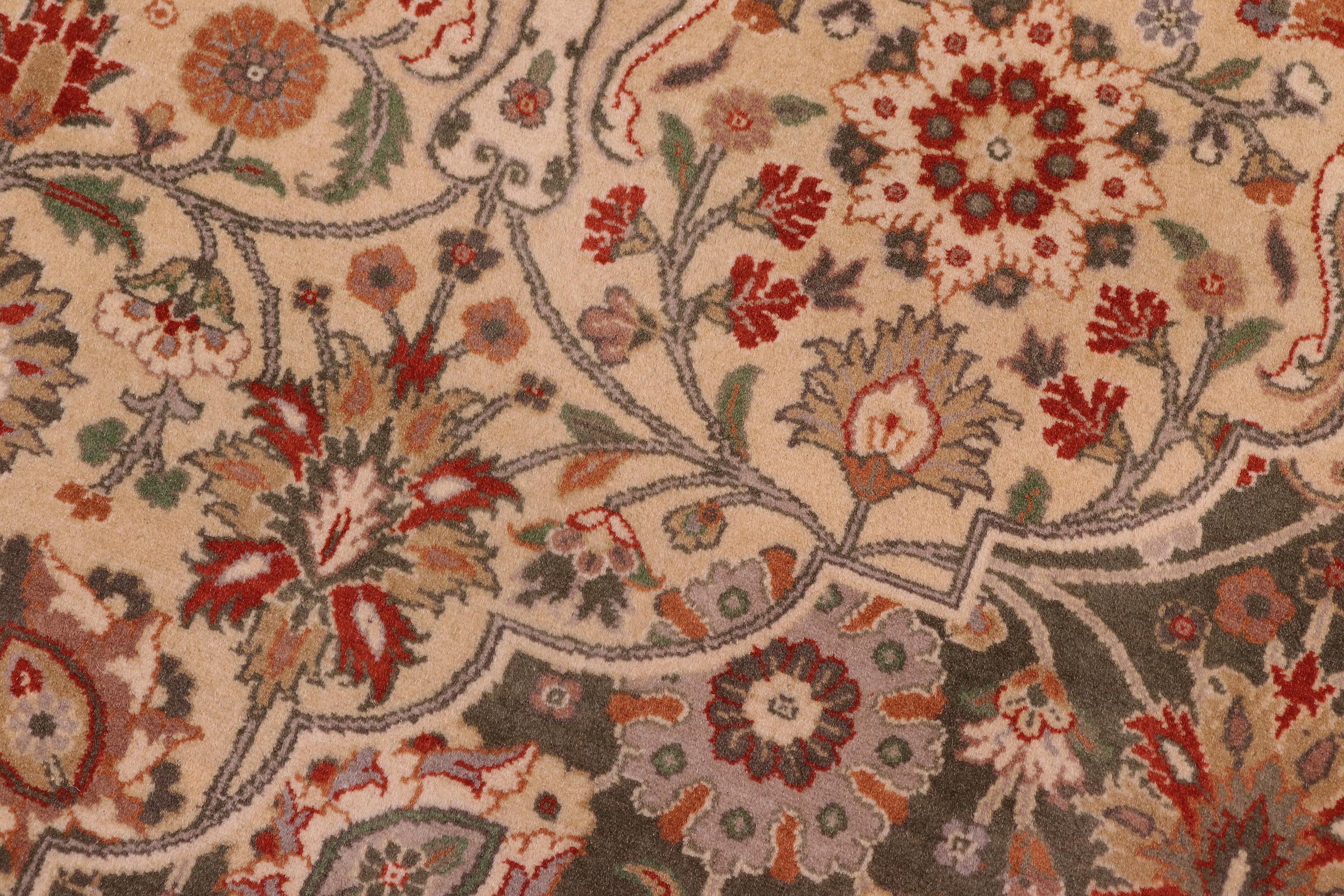 handmade Traditional Tabriz Green Lt. Tan Hand Knotted RECTANGLE 100% WOOL area rug 9x12