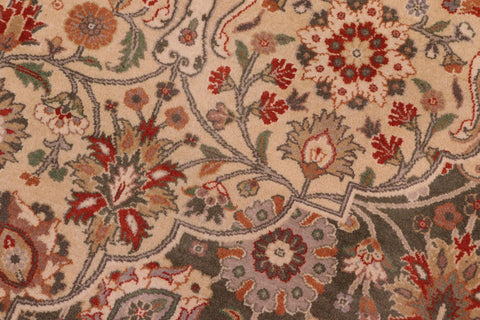 handmade Traditional Tabriz Green Lt. Tan Hand Knotted RECTANGLE 100% WOOL area rug 9x12