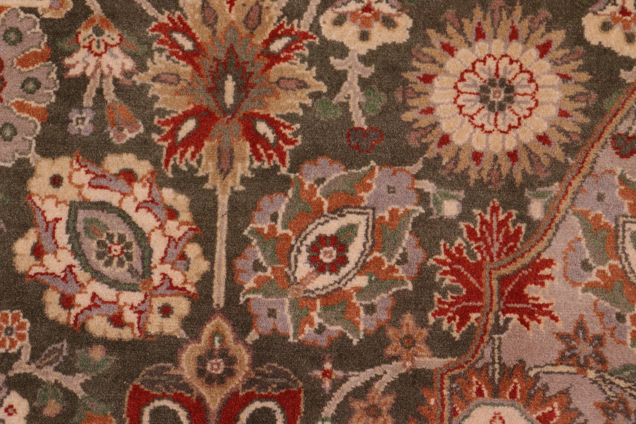 handmade Traditional Tabriz Green Lt. Tan Hand Knotted RECTANGLE 100% WOOL area rug 9x12