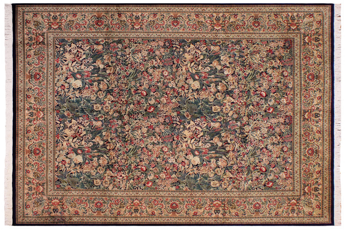 handmade Transitional Inkalab Blue Gold Hand Knotted RECTANGLE 100% WOOL area rug 9x12