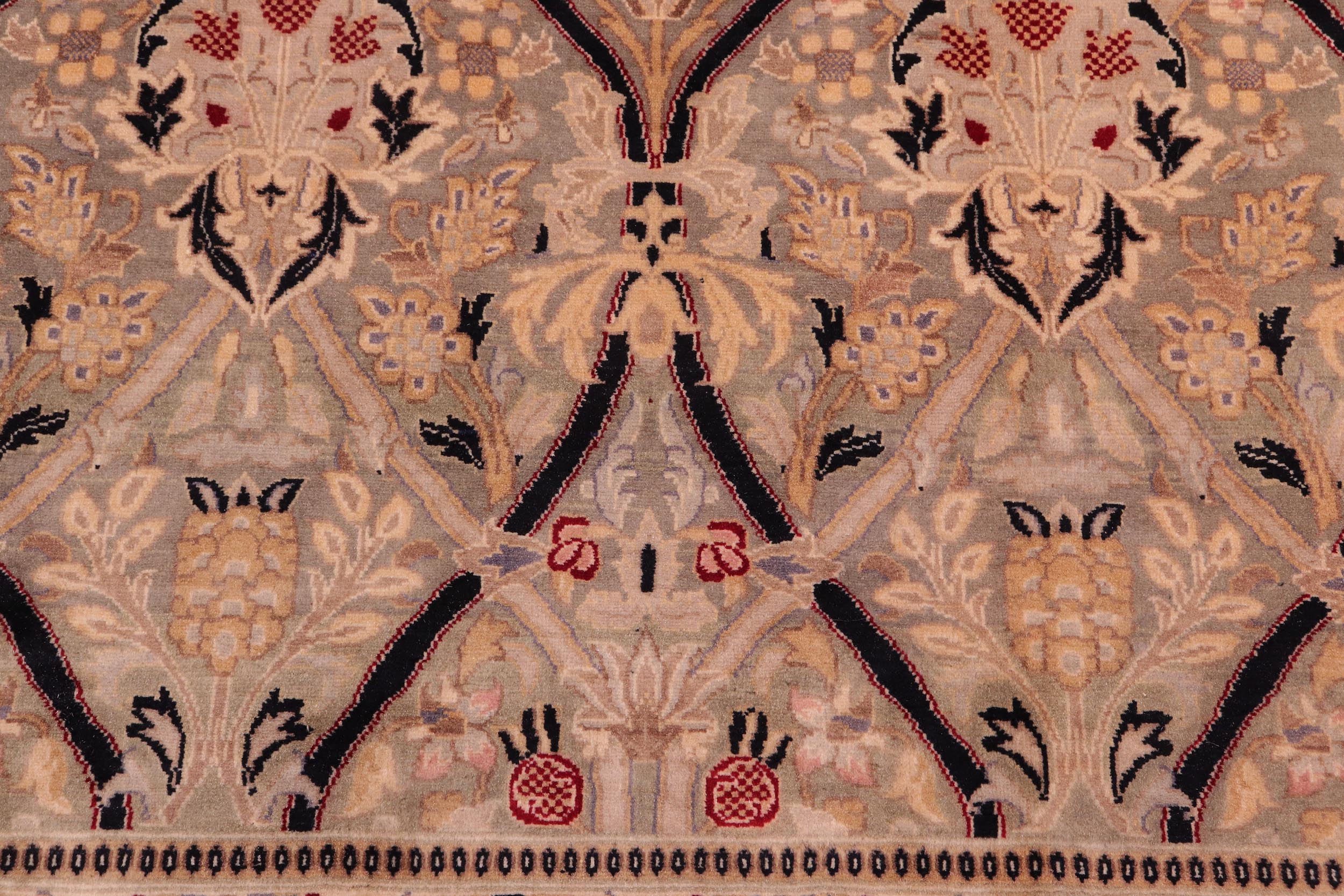 handmade Transitional Mujahid Green Red Hand Knotted RECTANGLE 100% WOOL area rug 9x12