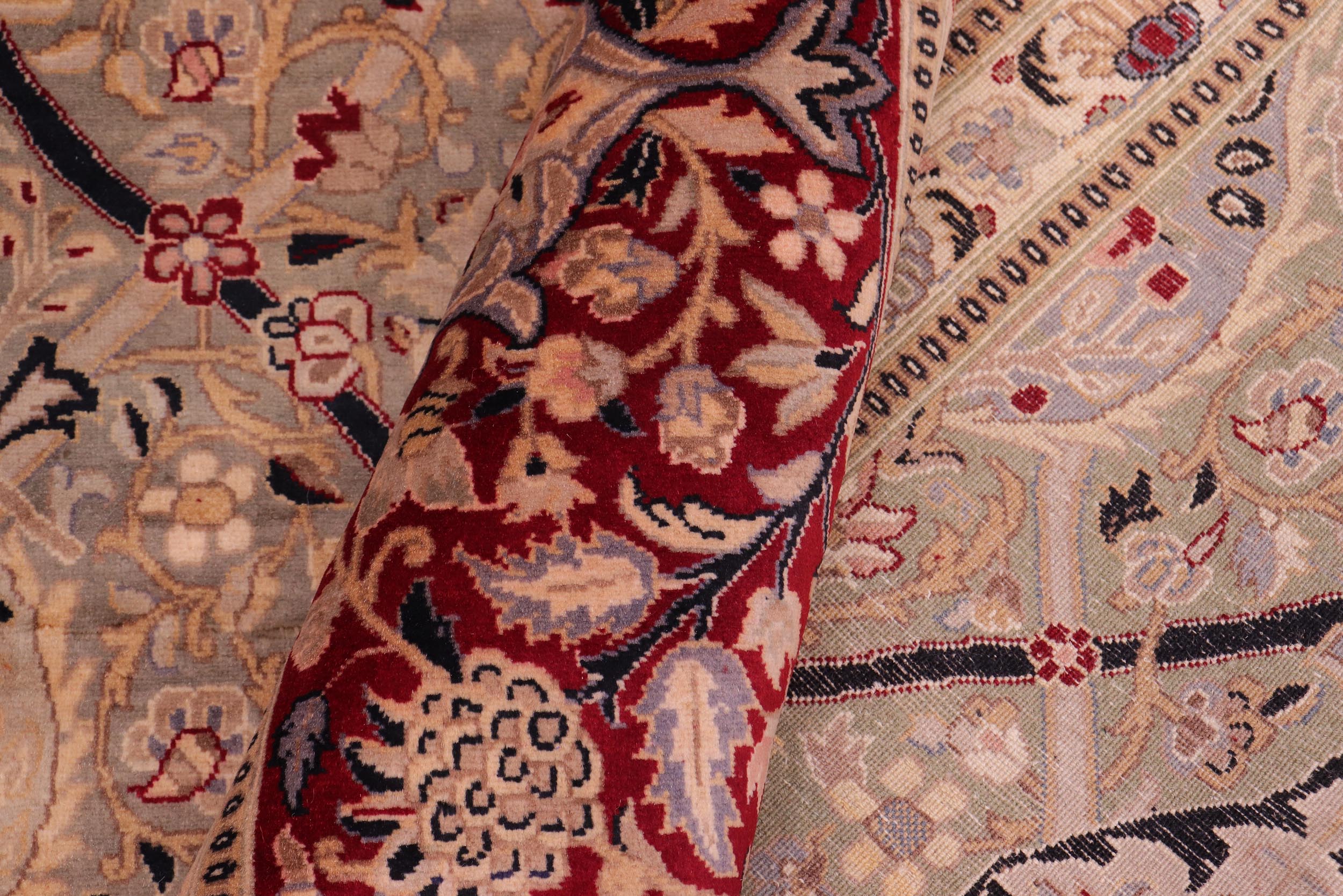 handmade Transitional Mujahid Green Red Hand Knotted RECTANGLE 100% WOOL area rug 9x12