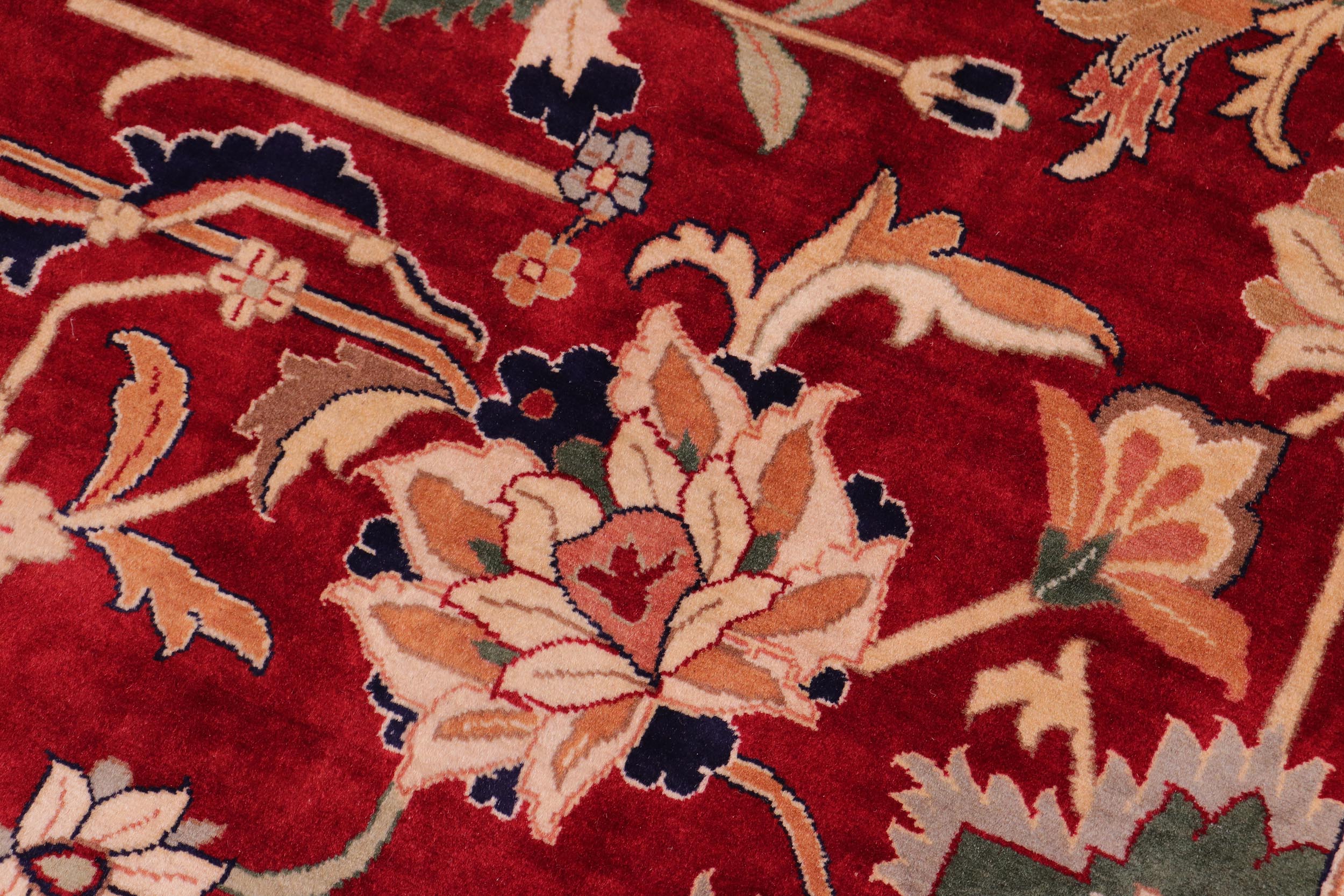 handmade Traditional Lahore Red Blue Hand Knotted RECTANGLE 100% WOOL area rug 9x12