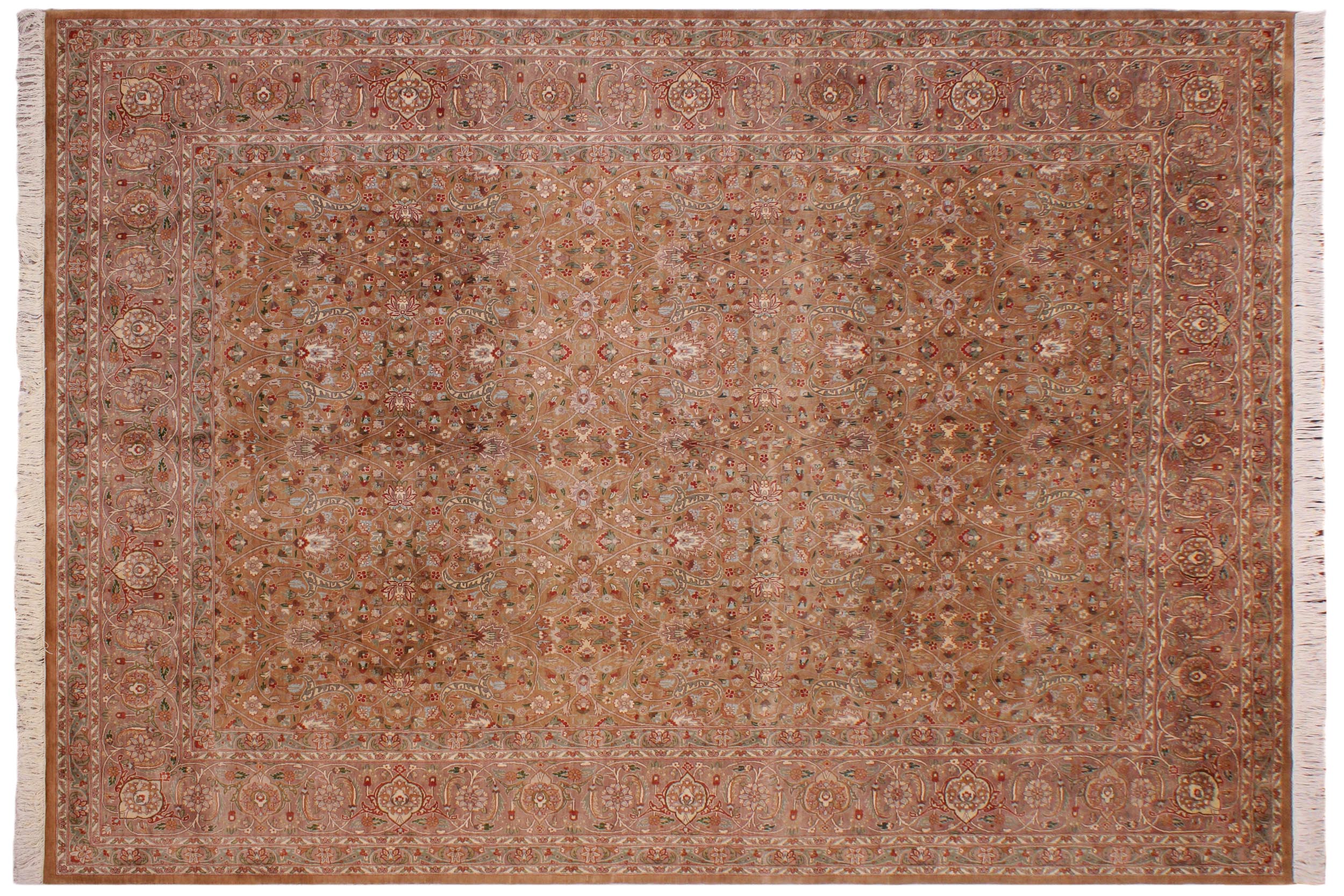 handmade Transitional  Drk. Blue Lt. Green Hand Knotted RECTANGLE 100% WOOL area rug 9x12