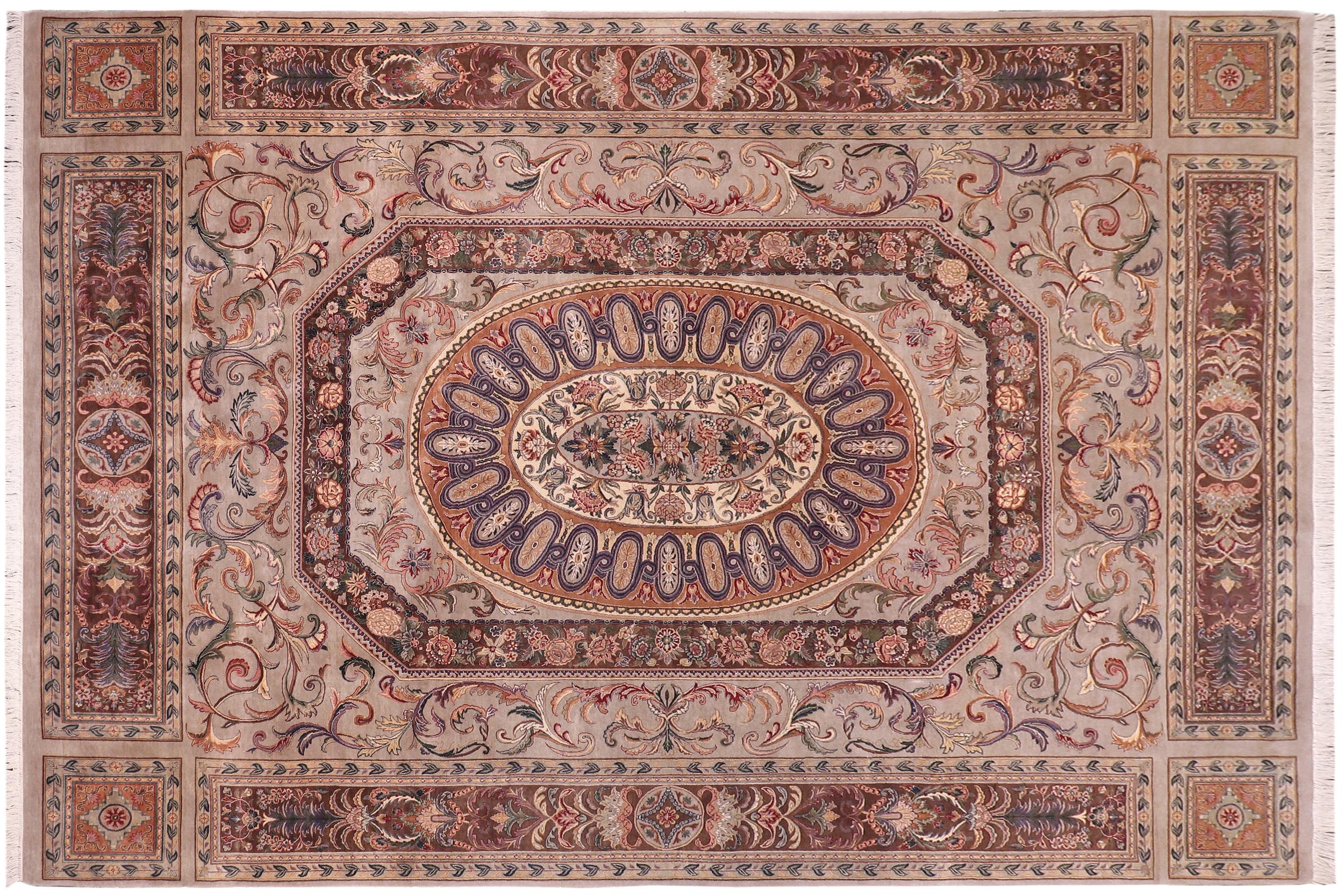 handmade Traditional Persian Lt. Gray Brown Hand Knotted RECTANGLE 100% WOOL area rug 9x12