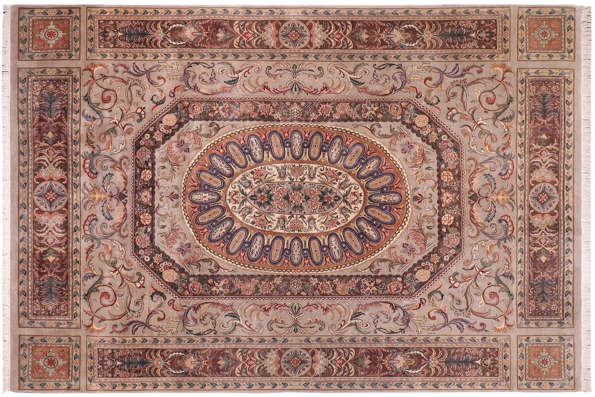 handmade Traditional Persian Lt. Gray Brown Hand Knotted RECTANGLE 100% WOOL area rug 9x12