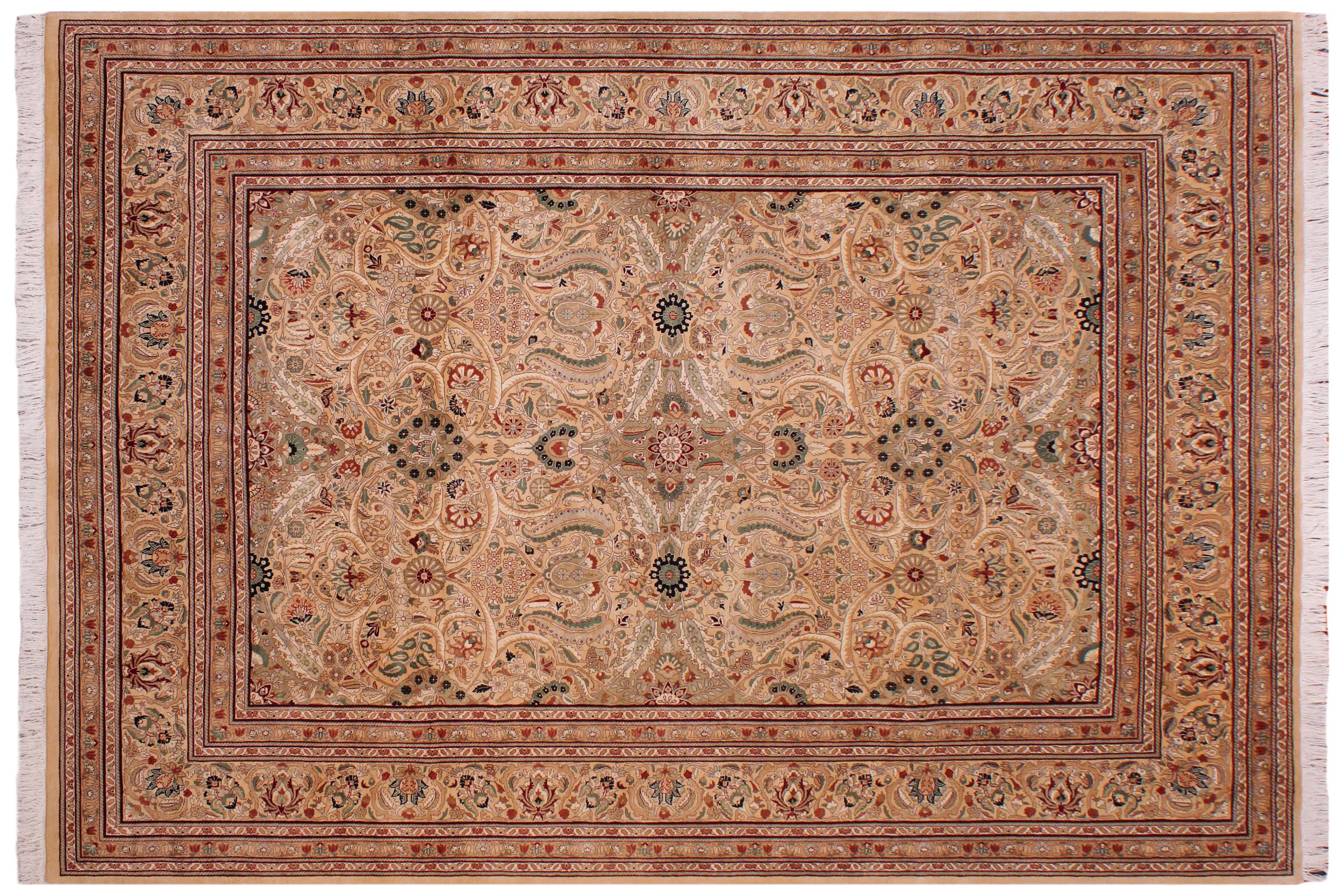 handmade Traditional Lahore Ivory Ivory Hand Knotted RECTANGLE 100% WOOL area rug 9x12