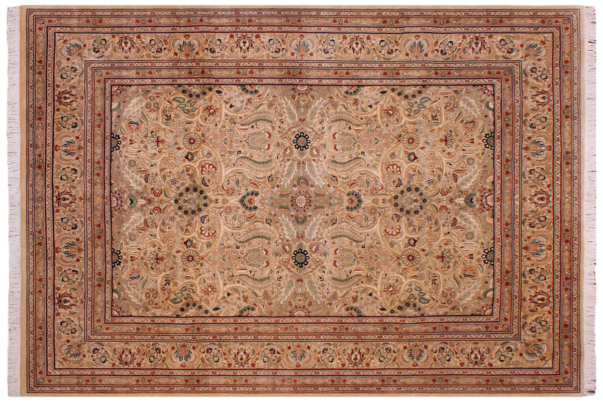 handmade Traditional Lahore Ivory Ivory Hand Knotted RECTANGLE 100% WOOL area rug 9x12