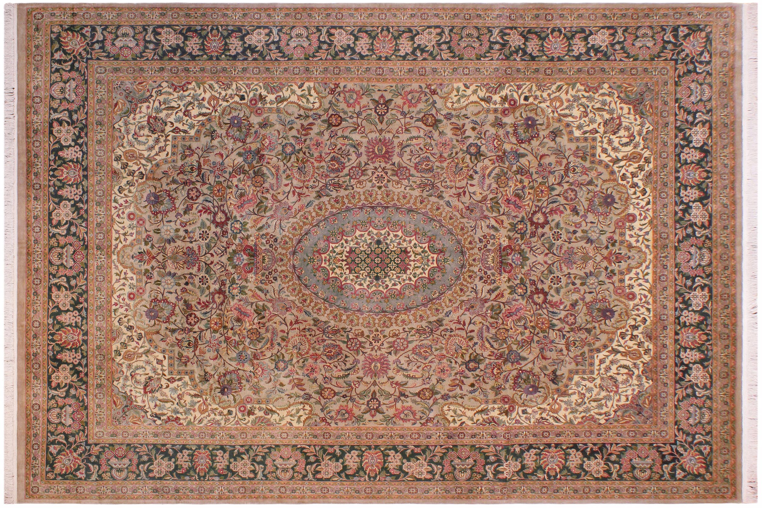 handmade Traditional Hussani Gray Drk.green Hand Knotted RECTANGLE 100% WOOL area rug 9x12