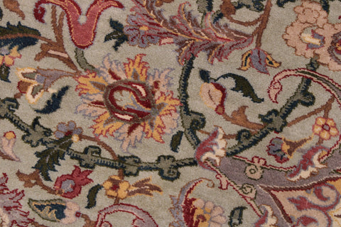 handmade Transitional Kashan Lt. Green Lt. Green Hand Knotted RECTANGLE 100% WOOL area rug 9x12