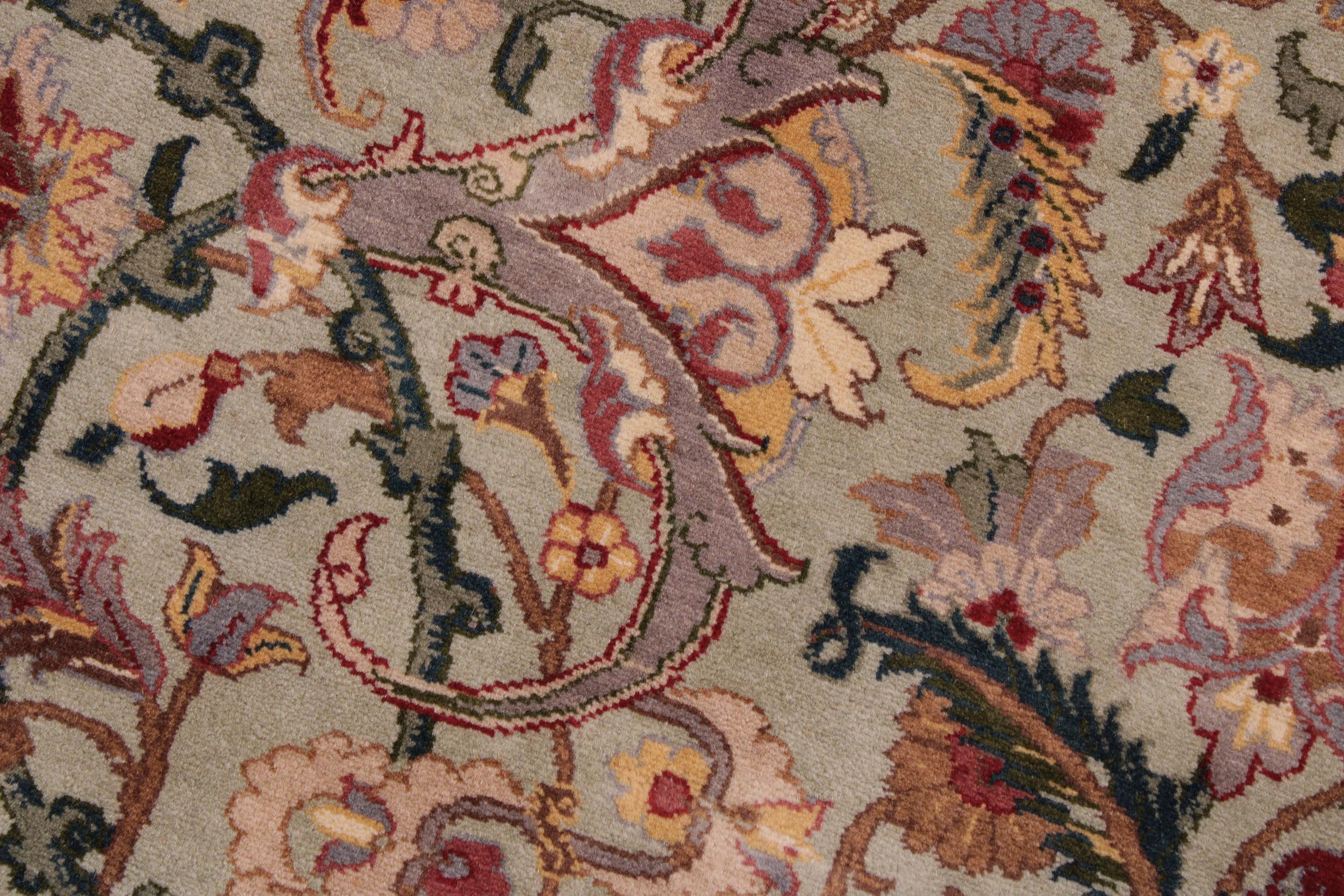 handmade Transitional Kashan Lt. Green Lt. Green Hand Knotted RECTANGLE 100% WOOL area rug 9x12