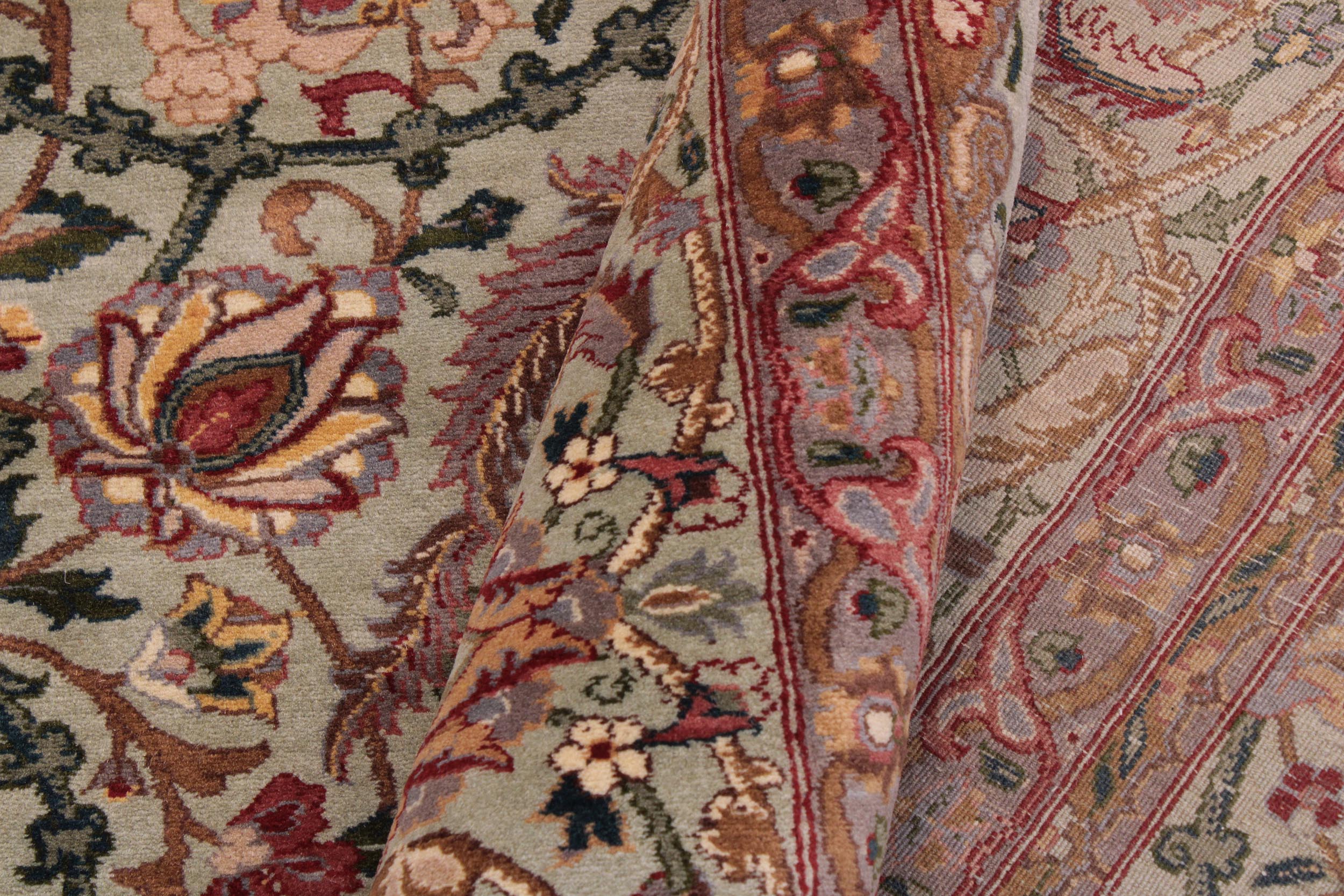 handmade Transitional Kashan Lt. Green Lt. Green Hand Knotted RECTANGLE 100% WOOL area rug 9x12