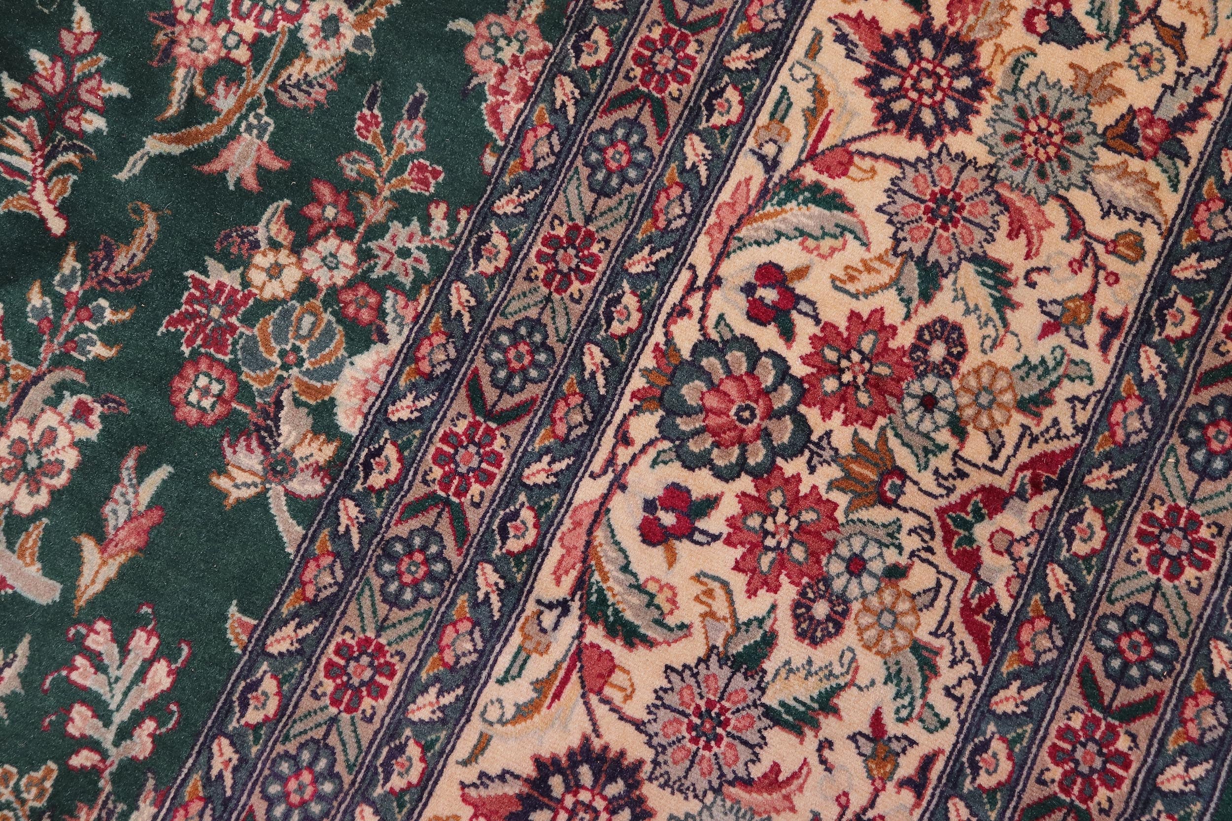 handmade Transitional Sarook Green Green Hand Knotted RECTANGLE 100% WOOL area rug 9x12