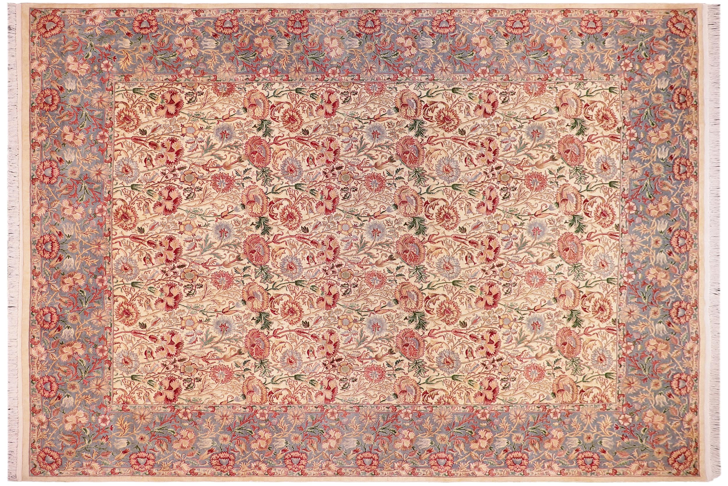 handmade Transitional Irfan Ivory Lt. Blue Hand Knotted RECTANGLE 100% WOOL area rug 9x12