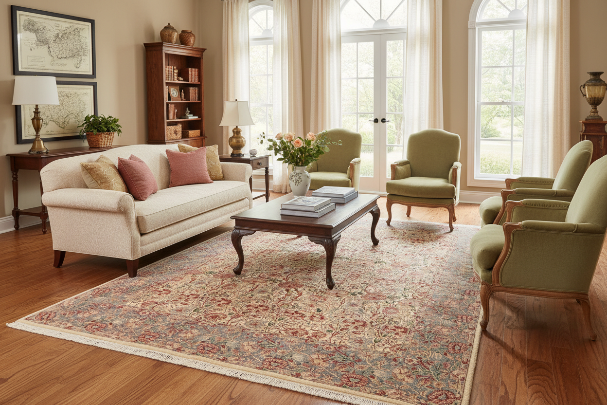 handmade Transitional Irfan Ivory Lt. Blue Hand Knotted RECTANGLE 100% WOOL area rug 9x12