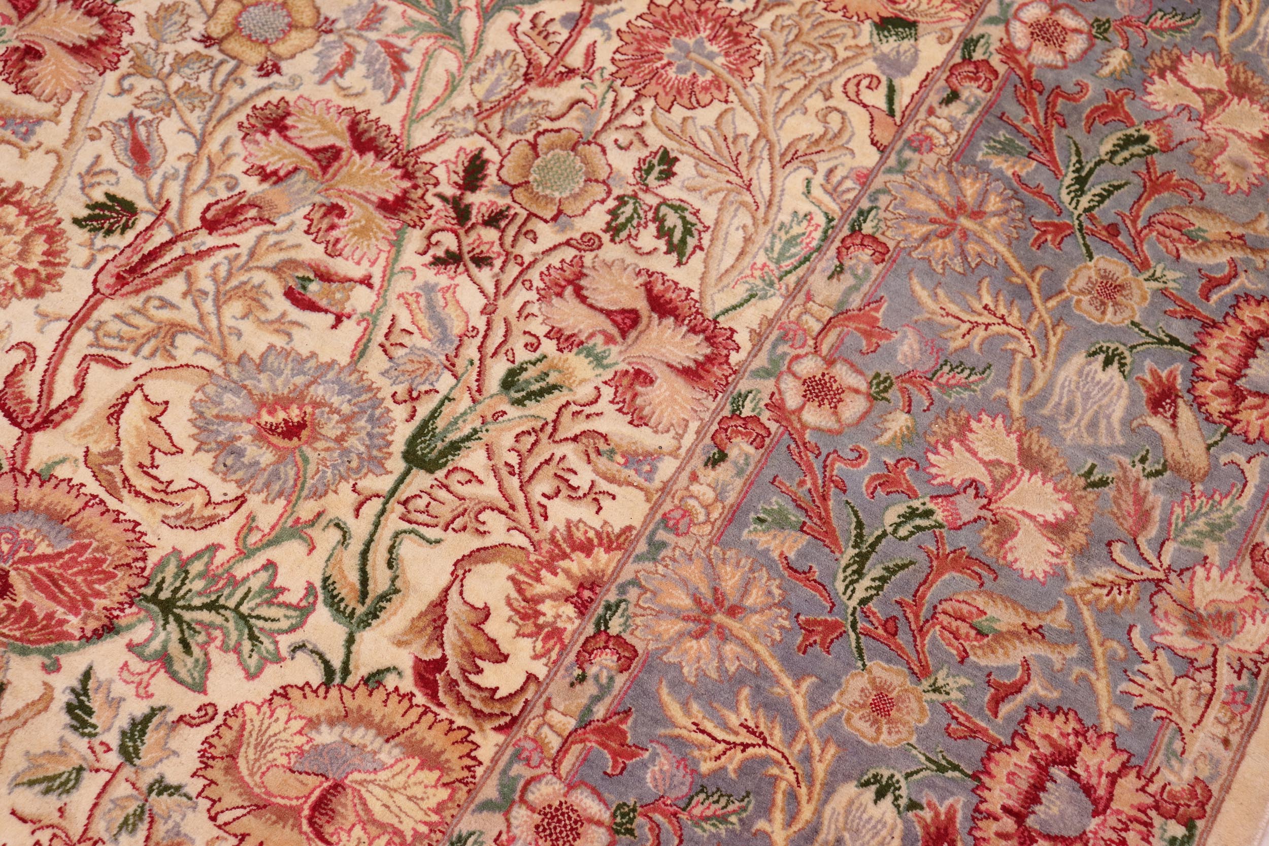 handmade Transitional Irfan Ivory Lt. Blue Hand Knotted RECTANGLE 100% WOOL area rug 9x12