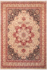 Traditional Kirman Lezlie Beige Red Hand Knotted Area rugs 9X12