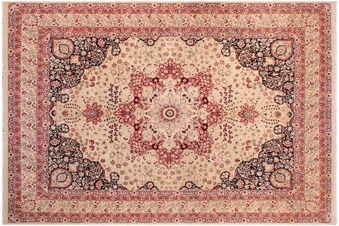 handmade Traditional Kirman Beige Red Hand Knotted RECTANGLE 100% WOOL area rug 9 x 12