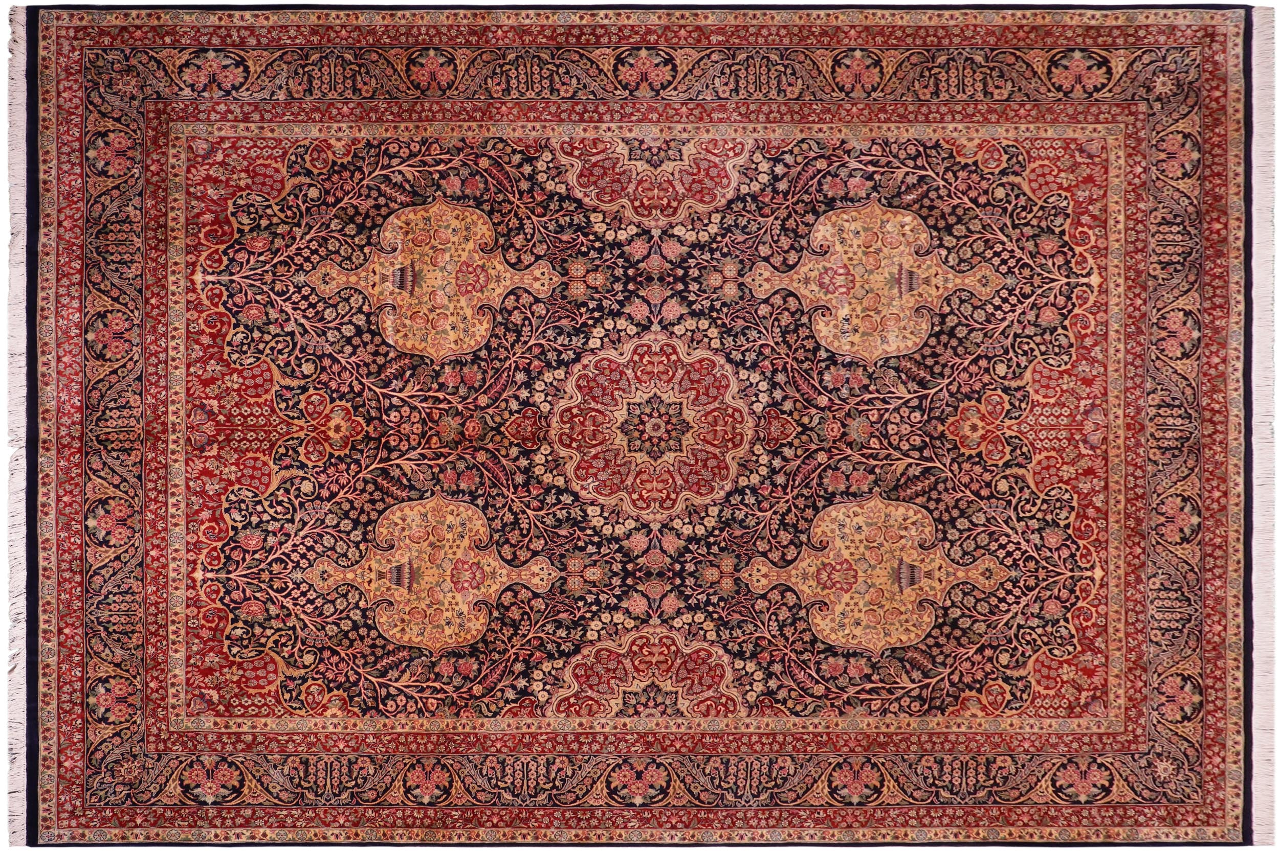 handmade Transitional Sultan Blue Blue Hand Knotted RECTANGLE 100% WOOL area rug 9x12