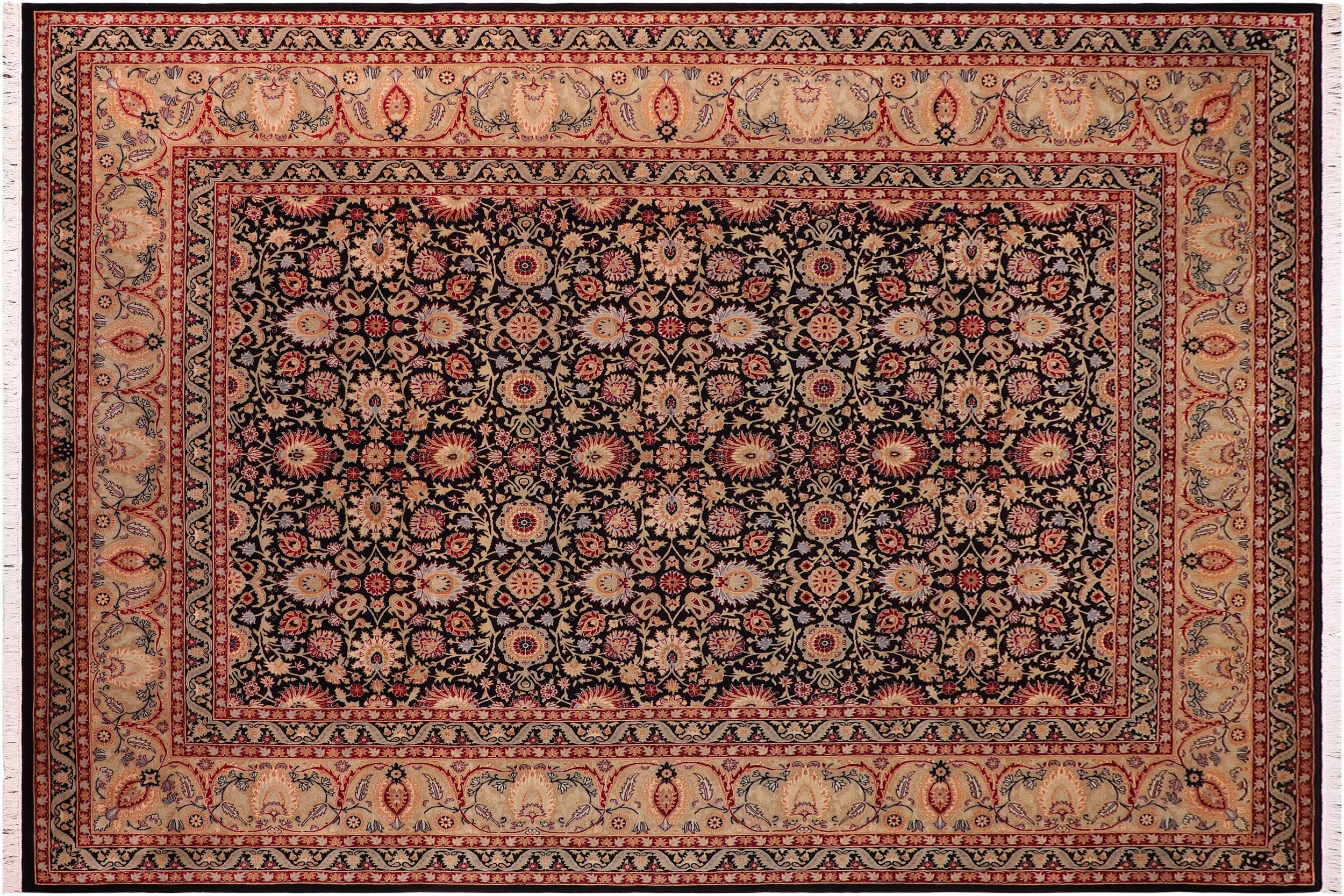 handmade Transitional New Asif Black Tan Hand Knotted RECTANGLE 100% WOOL area rug 9x12