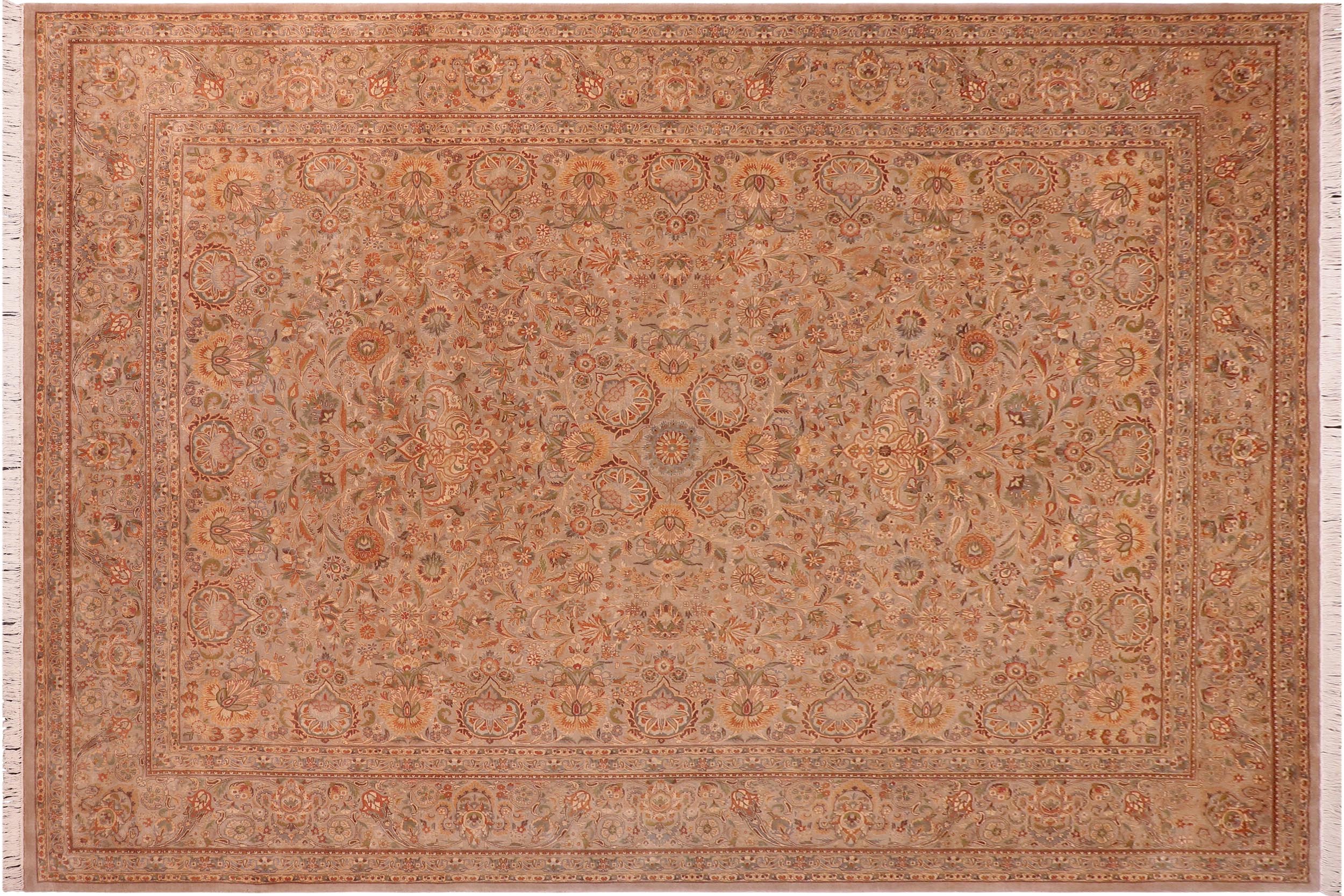 handmade Traditional Lahore Lt. Gray Lt. Gray Hand Knotted RECTANGLE 100% WOOL area rug 9x12