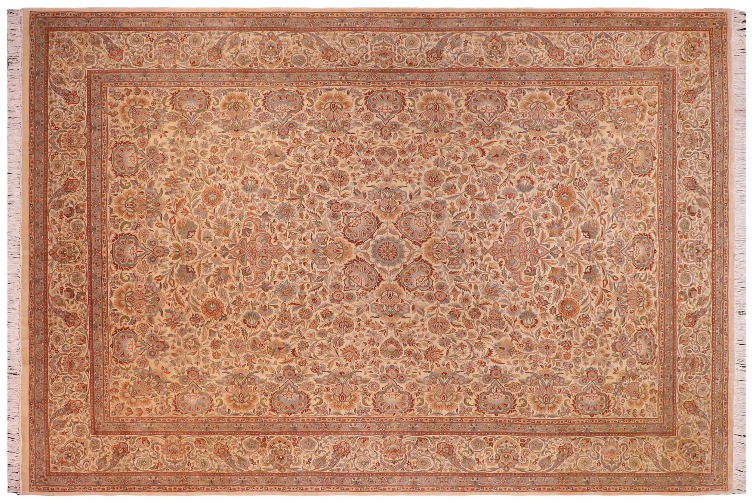 handmade Traditional  Ivory Ivory Hand Knotted RECTANGLE 100% WOOL area rug 9x12