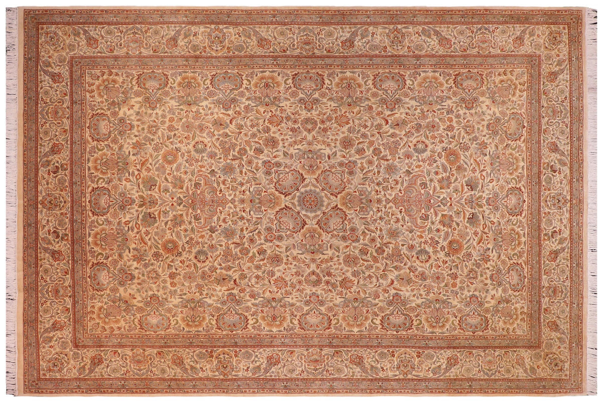 handmade Traditional  Ivory Ivory Hand Knotted RECTANGLE 100% WOOL area rug 9x12