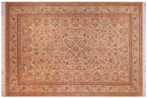 handmade Traditional  Ivory Ivory Hand Knotted RECTANGLE 100% WOOL area rug 9x12