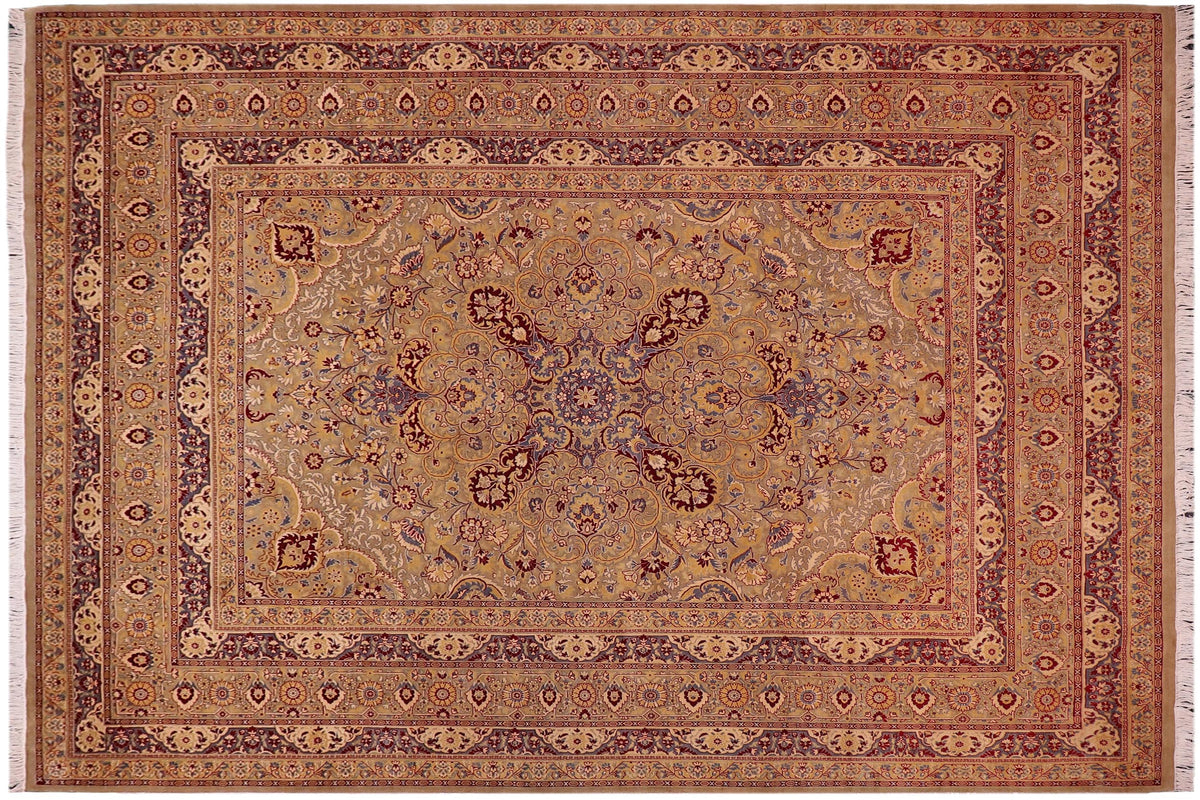 handmade Traditional  Lt. Green Lt. Green Hand Knotted RECTANGLE 100% WOOL area rug 9x12