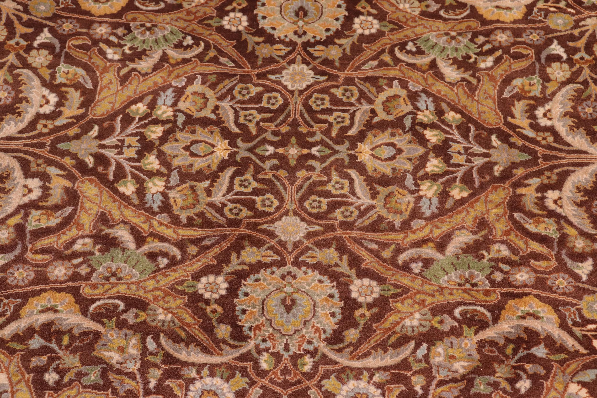 handmade Transitional Regular Brown Tan Hand Knotted RECTANGLE 100% WOOL area rug 9x12