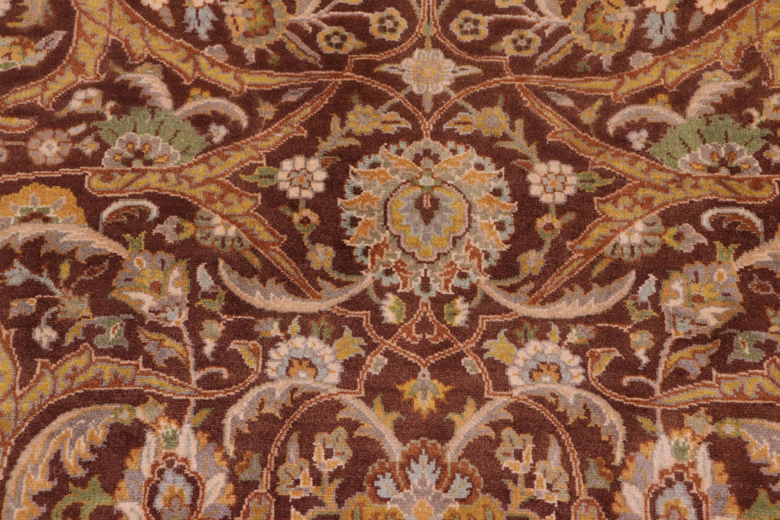 handmade Transitional Regular Brown Tan Hand Knotted RECTANGLE 100% WOOL area rug 9x12