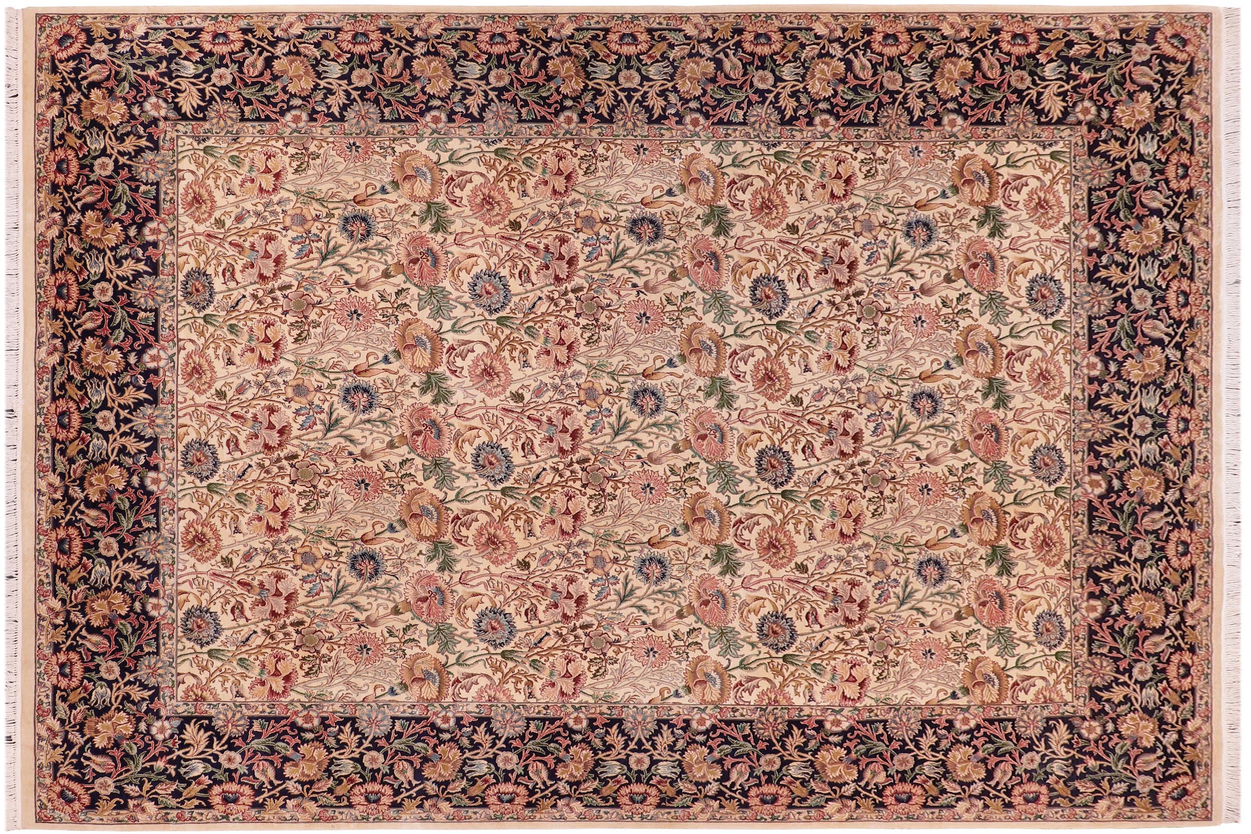handmade Transitional Sultan Ivory Blue Hand Knotted RECTANGLE 100% WOOL area rug 9x12
