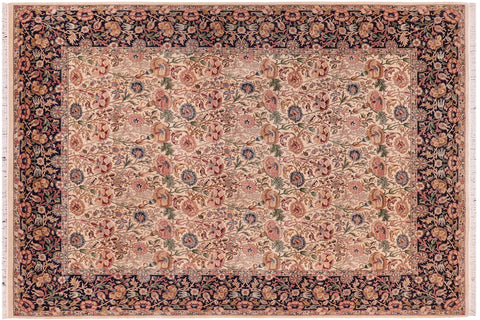 handmade Transitional Sultan Ivory Blue Hand Knotted RECTANGLE 100% WOOL area rug 9x12
