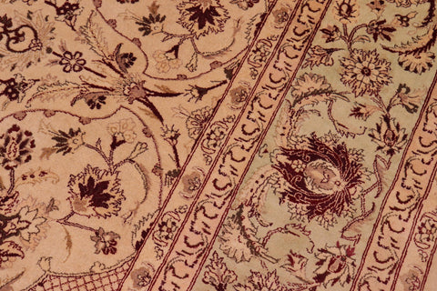 handmade Traditional Agra #2 Gold Lt. Green Hand Knotted RECTANGLE 100% WOOL area rug 9x12