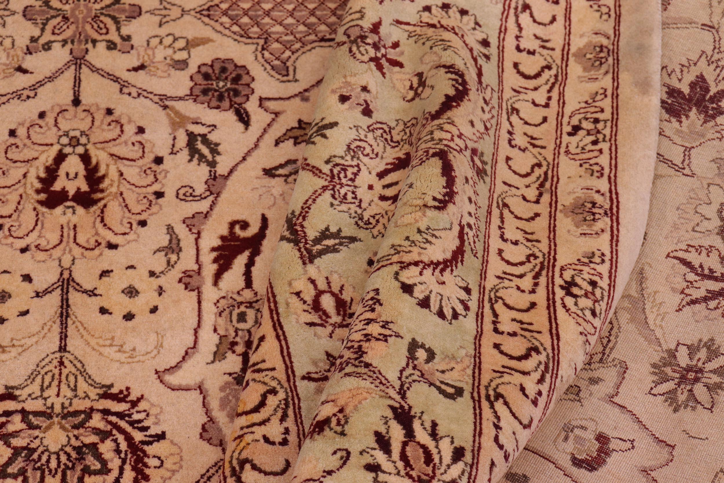 handmade Traditional Agra #2 Gold Lt. Green Hand Knotted RECTANGLE 100% WOOL area rug 9x12