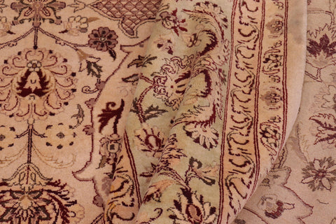 handmade Traditional Agra #2 Gold Lt. Green Hand Knotted RECTANGLE 100% WOOL area rug 9x12