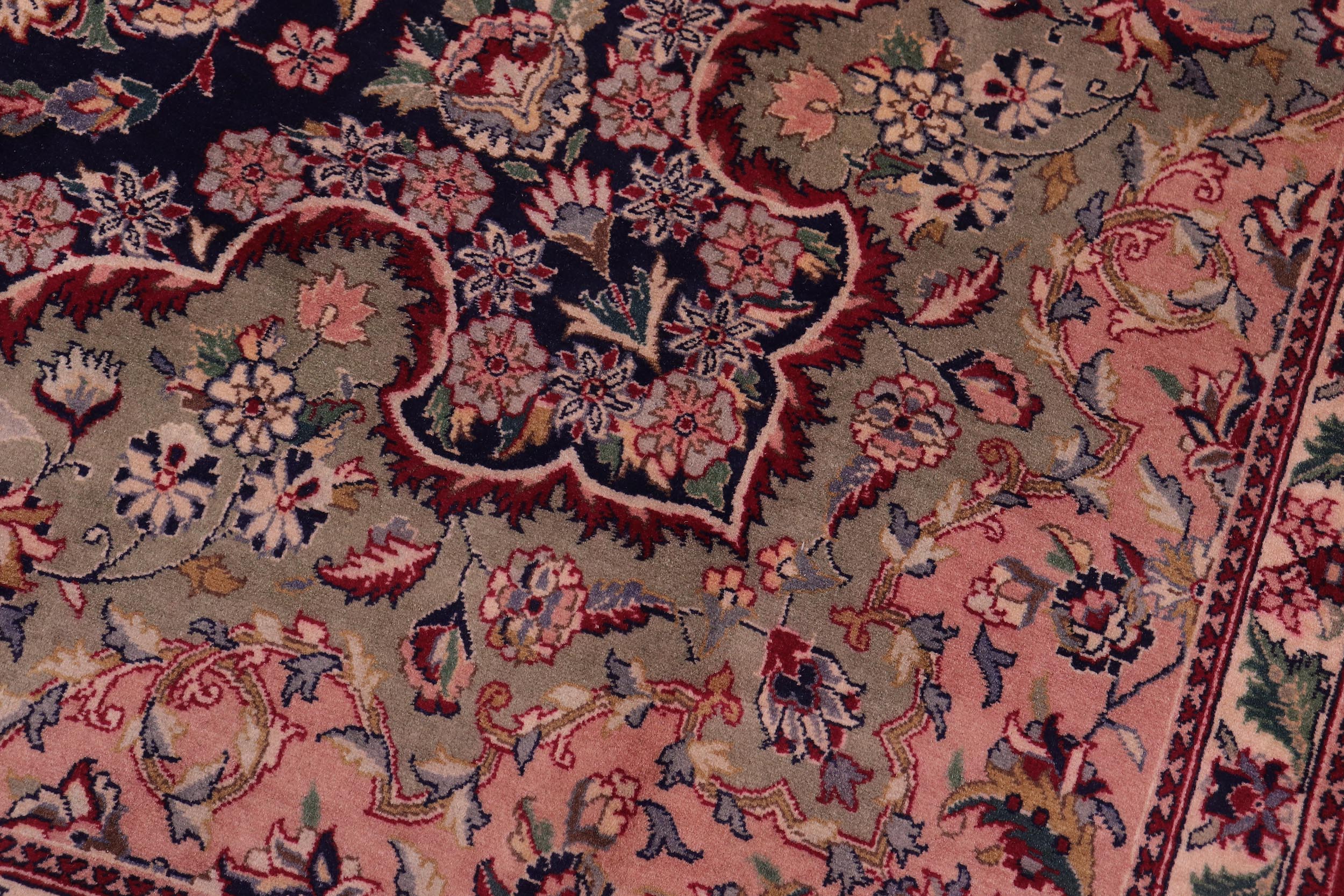 handmade Traditional Tabriz Blue Ivory Hand Knotted RECTANGLE 100% WOOL area rug 9x12