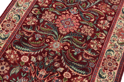 handmade Traditional Kirman Red Beige Hand Knotted RUNNER 100% WOOL area rug 3' x 10'