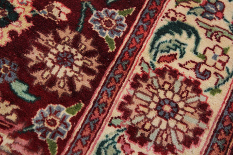 handmade Traditional Kirman Red Beige Hand Knotted RUNNER 100% WOOL area rug 3' x 10'