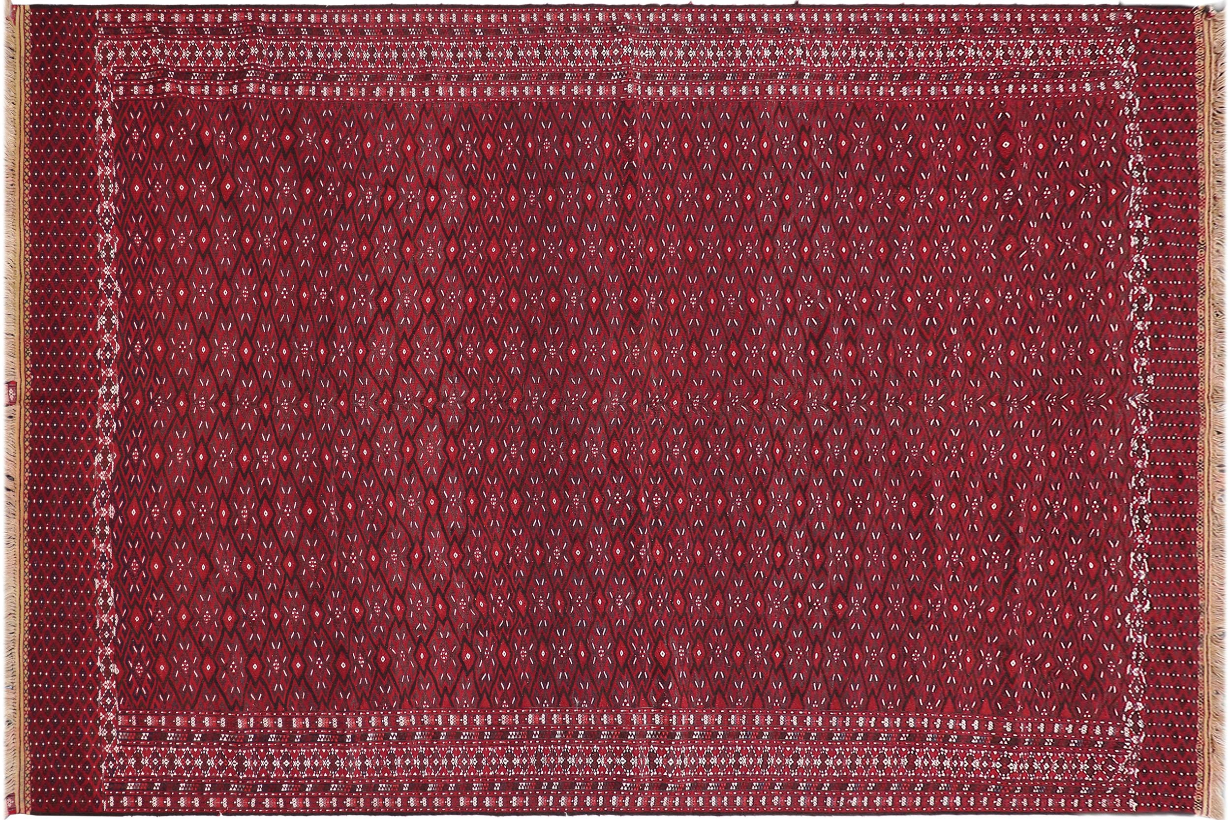 handmade Geometric Tukmansalah Red Red Hand-Woven RECTANGLE 100% WOOL area rug 7x12