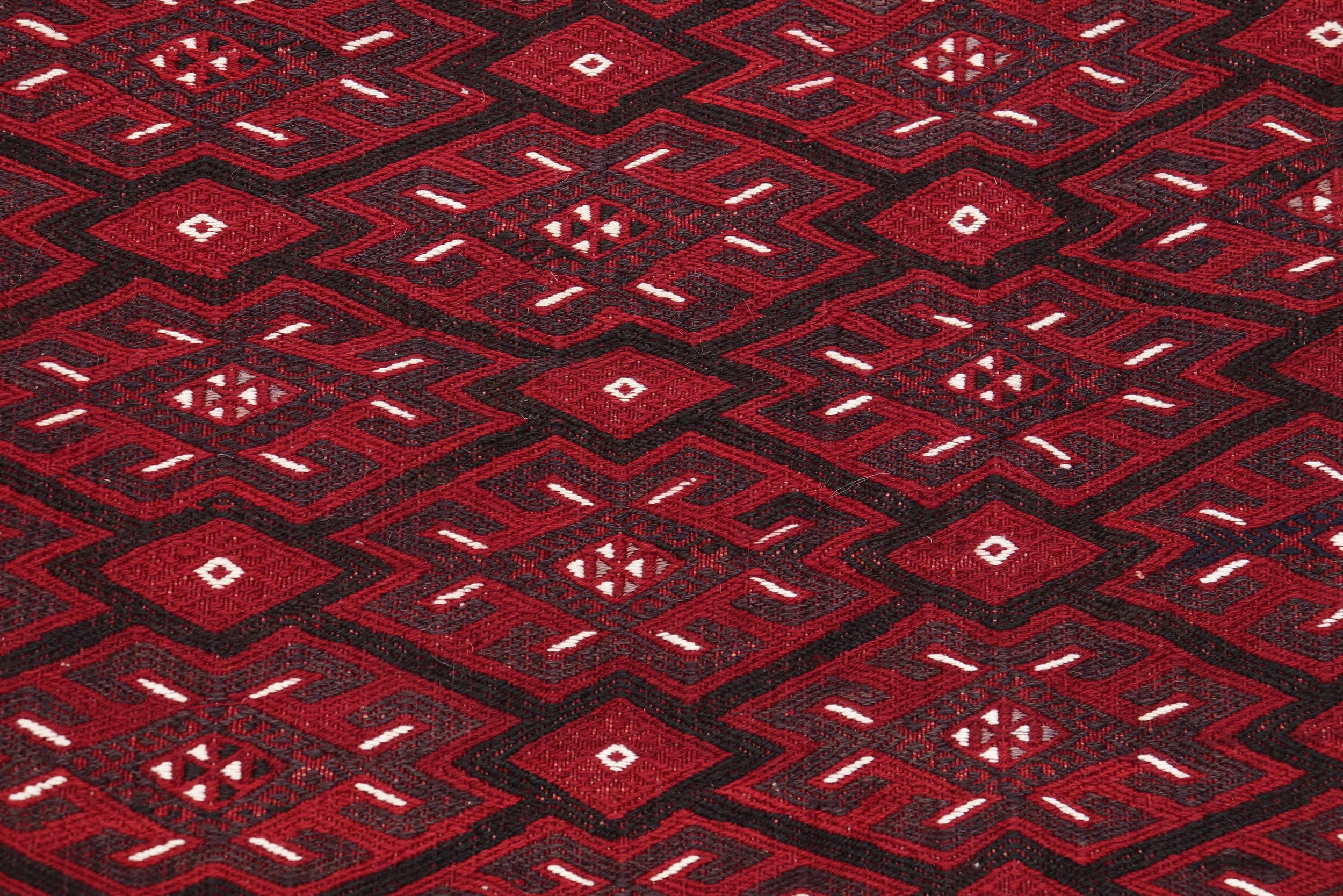 handmade Geometric Tukmansalah Red Red Hand-Woven RECTANGLE 100% WOOL area rug 7x12