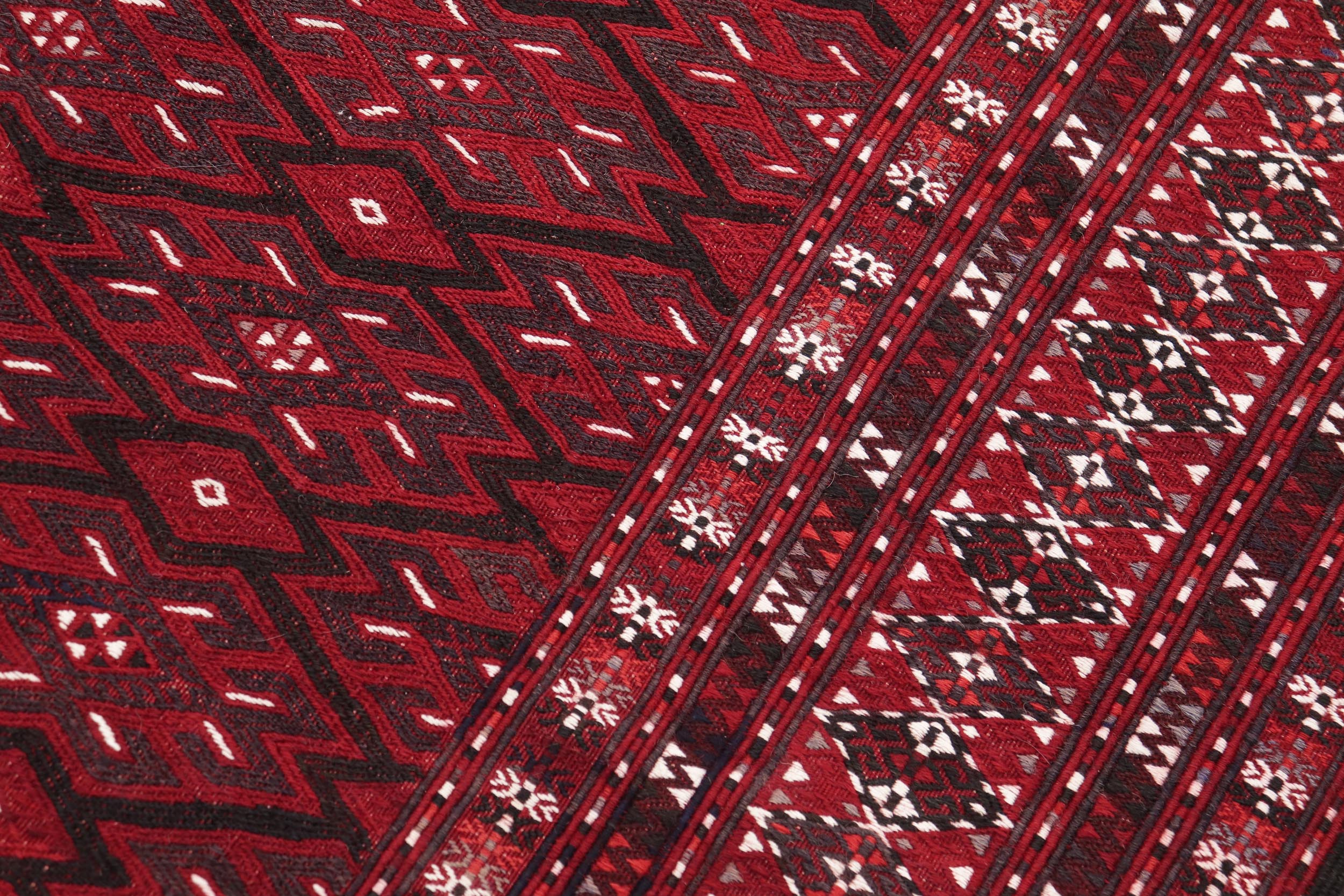 handmade Geometric Tukmansalah Red Red Hand-Woven RECTANGLE 100% WOOL area rug 7x12