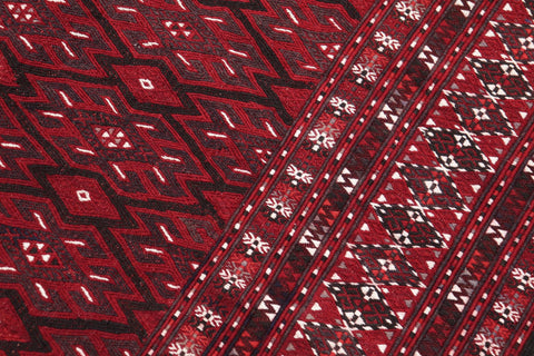 handmade Geometric Tukmansalah Red Red Hand-Woven RECTANGLE 100% WOOL area rug 7x12