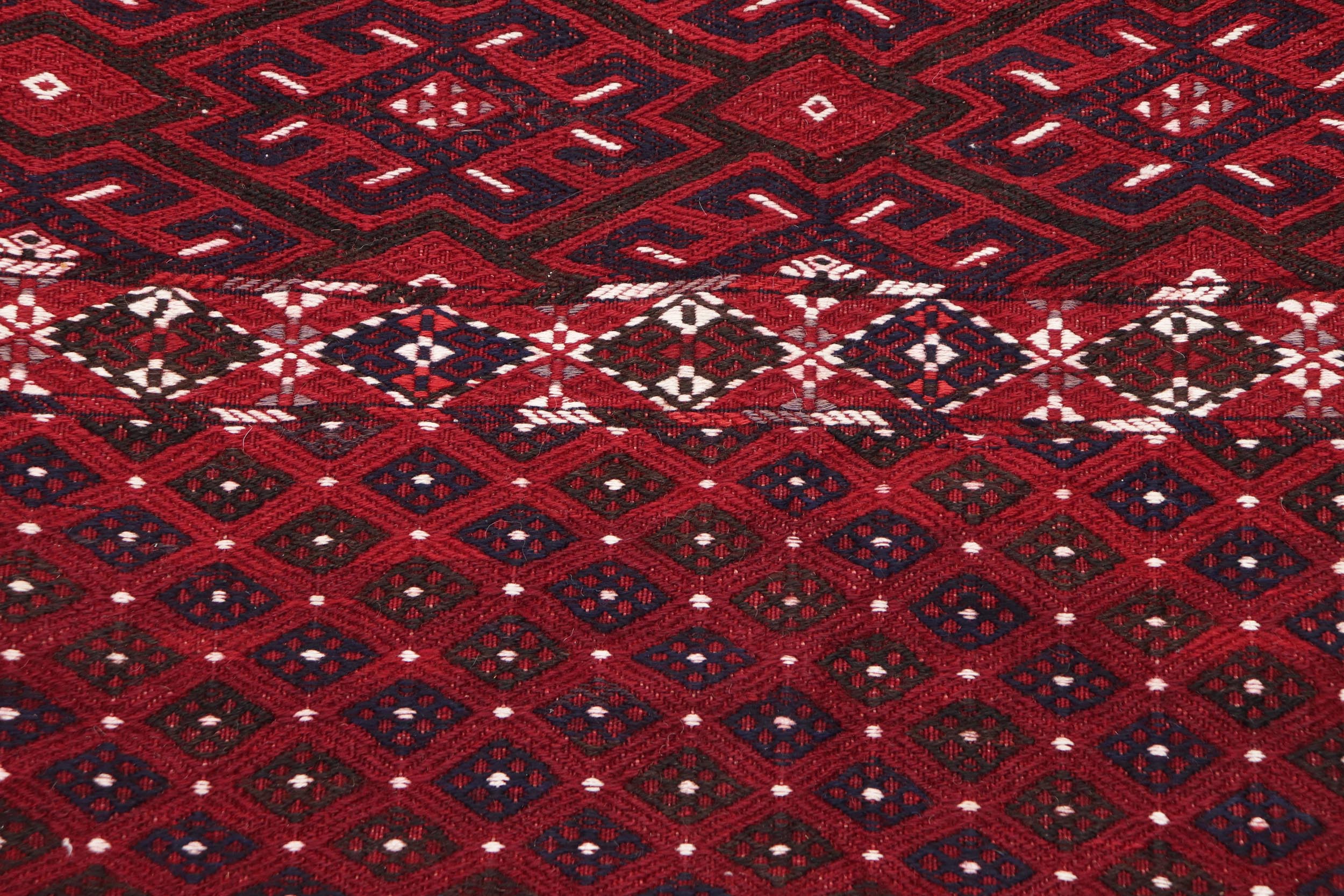 handmade Geometric Tukmansalah Red Red Hand-Woven RECTANGLE 100% WOOL area rug 7x12