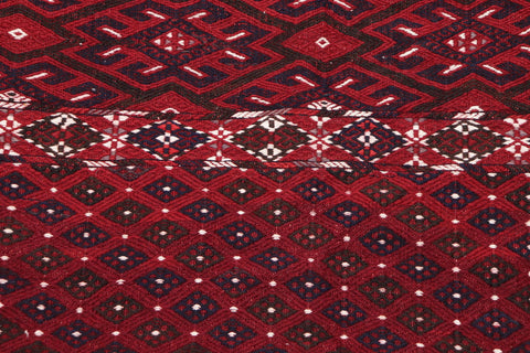 handmade Geometric Tukmansalah Red Red Hand-Woven RECTANGLE 100% WOOL area rug 7x12