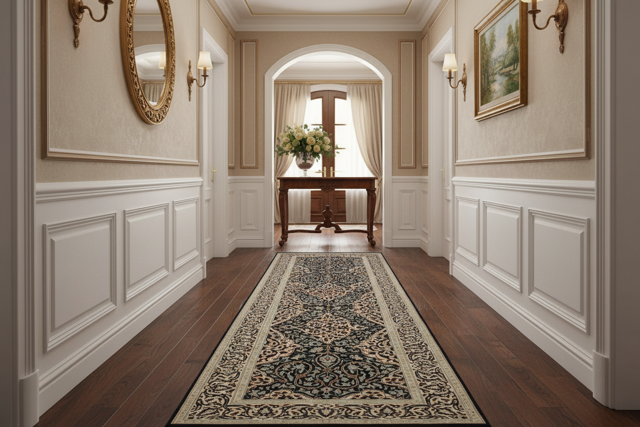 handmade Transitional Design Black Ivory Hand Knotted RUNNER 100% WOOL area rug 3' x 13'