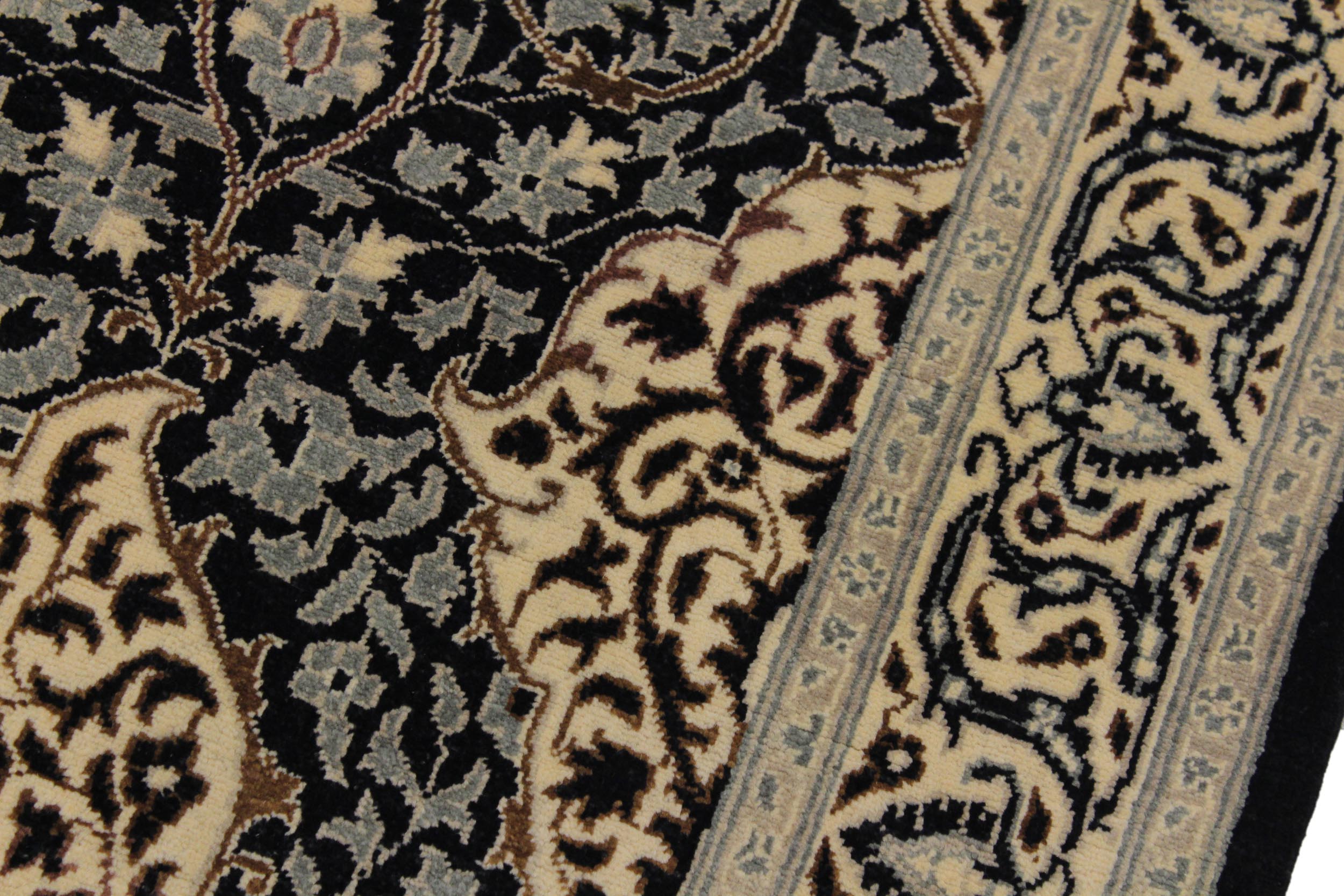 handmade Transitional Design Black Ivory Hand Knotted RUNNER 100% WOOL area rug 3' x 13'