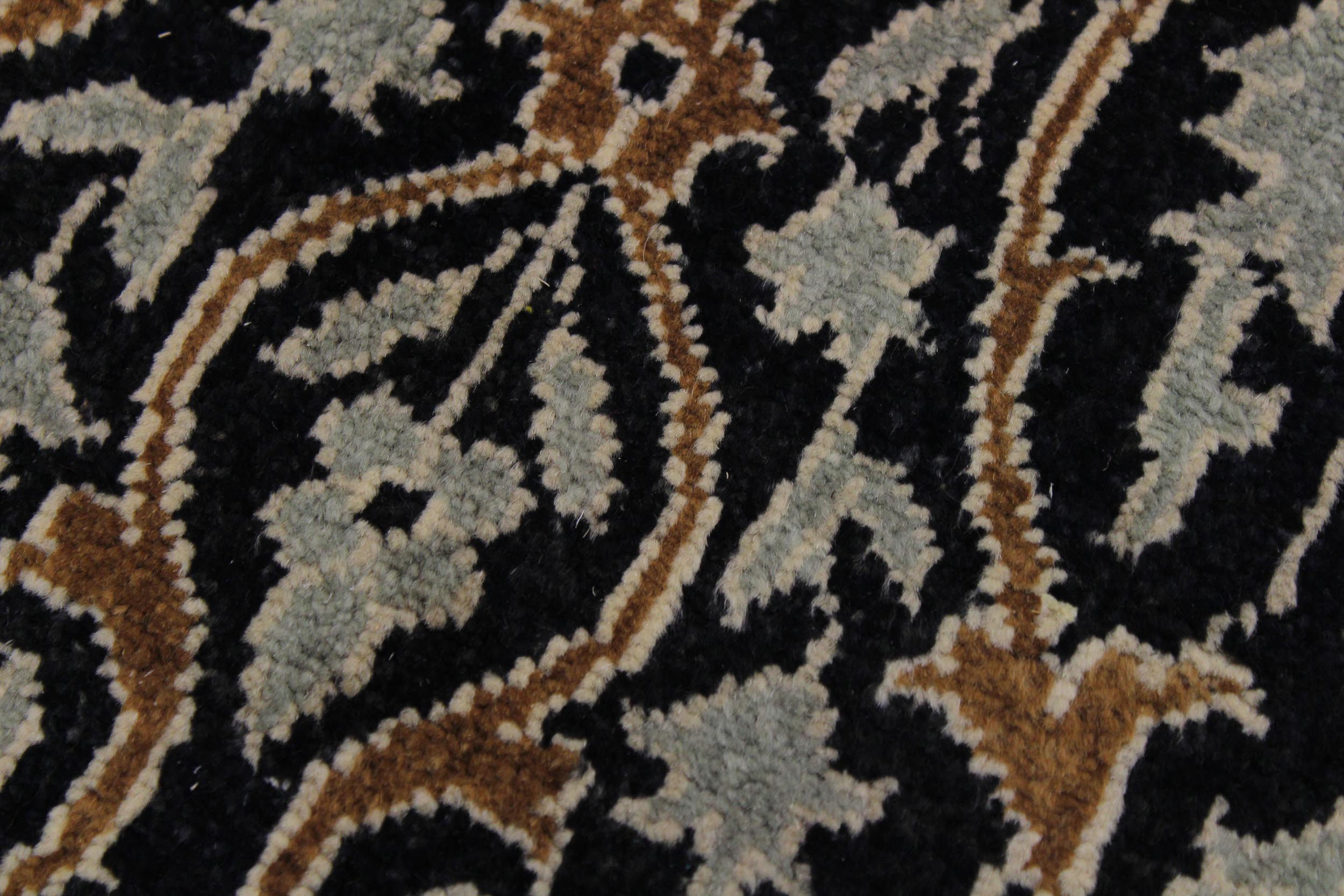 handmade Transitional Design Black Ivory Hand Knotted RUNNER 100% WOOL area rug 3' x 13'