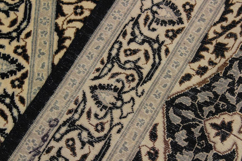 handmade Transitional Design Black Ivory Hand Knotted RUNNER 100% WOOL area rug 3'X13'